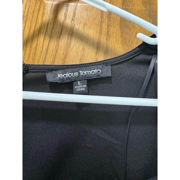 Jealous tomato black top blouse with long sheer puffy sleeves - Picture 2 of 3